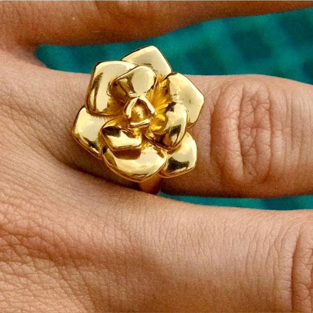 BRAND NEW Pua Kala Floral Ring OS Premium Stainless Steel + 18k gold PVD coating - Picture 3 of 5